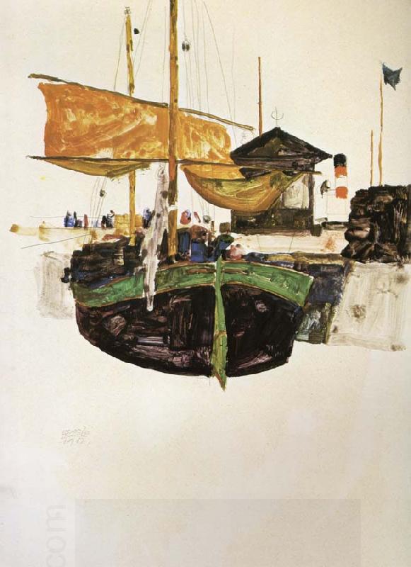 Egon Schiele Ships at Trieste China oil painting art